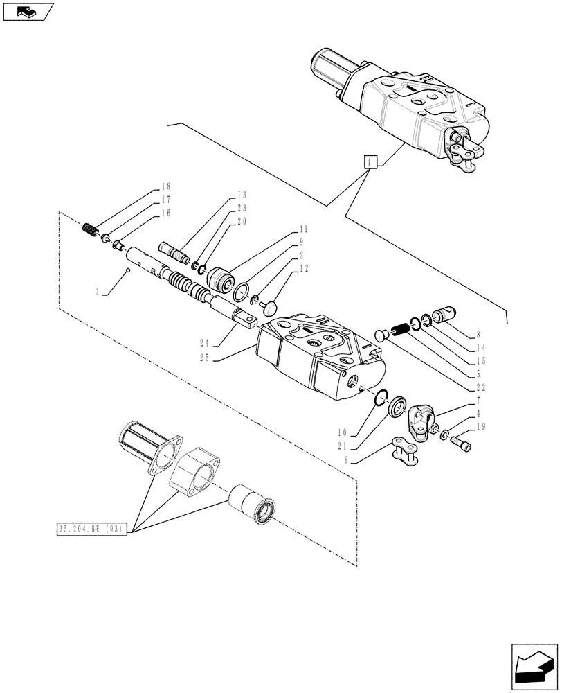 Схема запчастей Case IH FARMALL 115C - (35.204.BE[04]) - REMOTE CONTROL VALVE, DISTRIBUTOR, COMPONENTS (35) - HYDRAULIC SYSTEMS