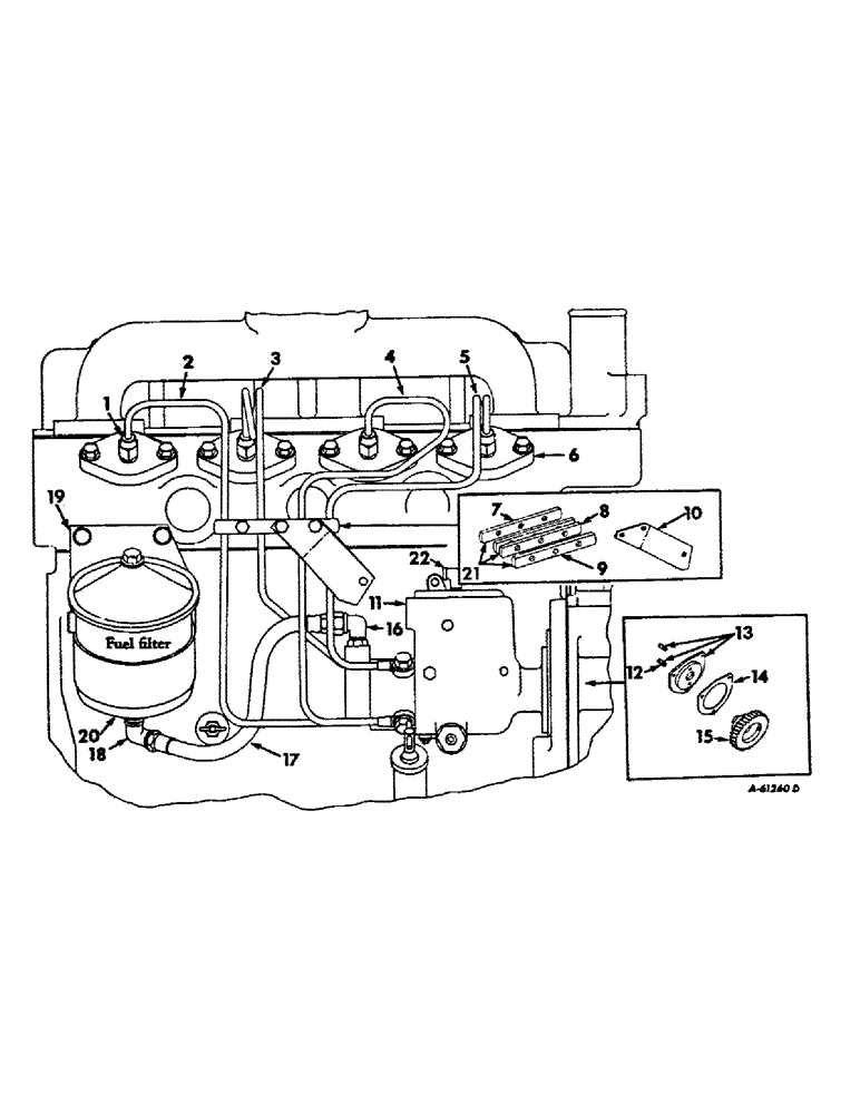 Схема запчастей Case IH D-188 - (C-15) - FUEL INJECTION PUMP, CONNECTIONS AND PIPES 