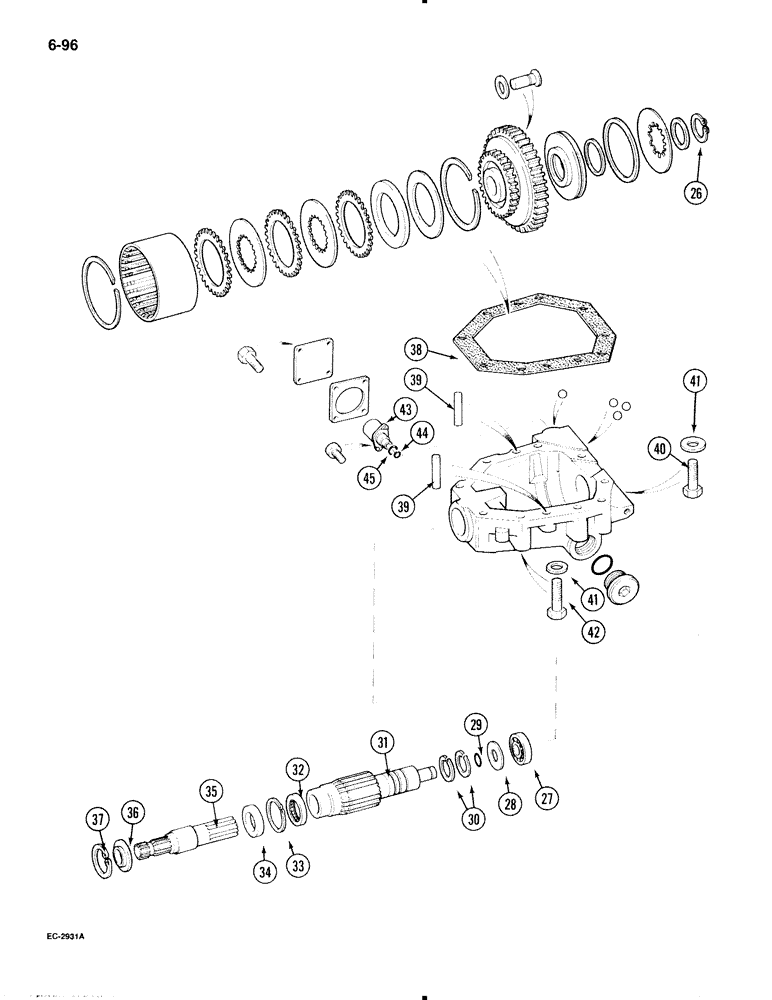 Схема запчастей Case IH 695 - (6-096) - MECHANICAL FRONT DRIVE, TRANSFER GEARBOX (06) - POWER TRAIN