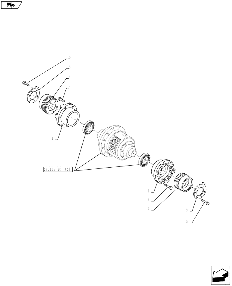 Схема запчастей Case IH FARMALL 95C - (27.106.AR[02]) - VAR - 333411 - DIFFERENTIAL LOCK, SUPPORT (27) - REAR AXLE SYSTEM