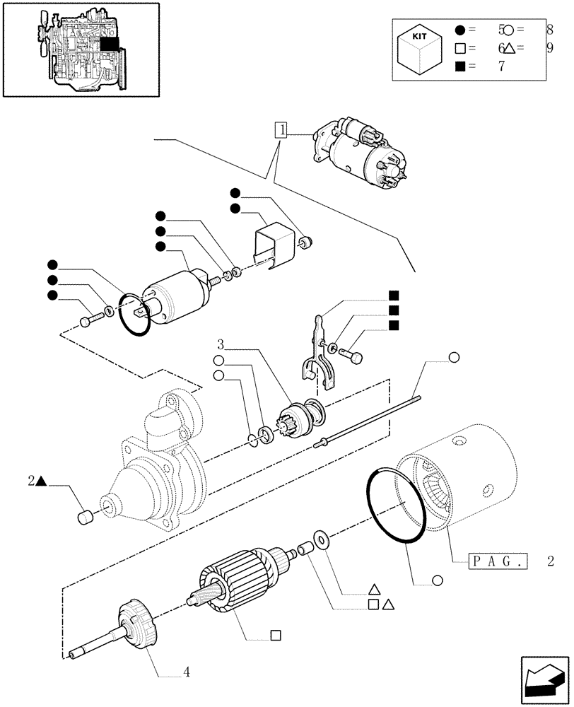 Схема запчастей Case IH MXM175 - (0.36.0/ A[01]) - STARTER MOTOR - PARTS (01) - ENGINE