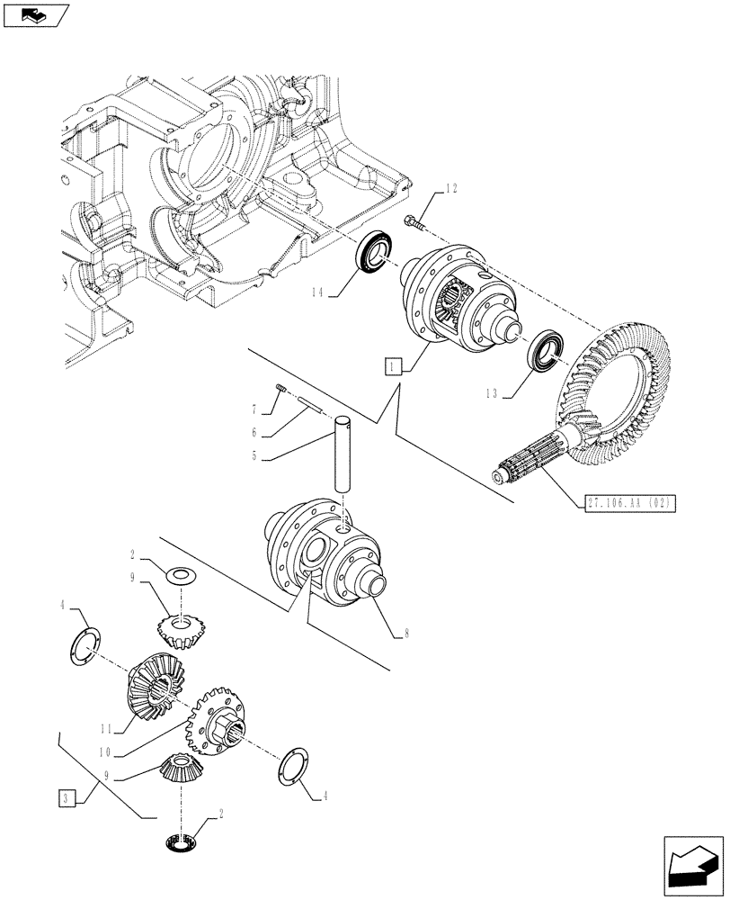 Схема запчастей Case IH FARMALL 105C - (27.106.AC[02]) - VAR - 333411 - DIFFERENTIAL, HEAVY DUTY (27) - REAR AXLE SYSTEM