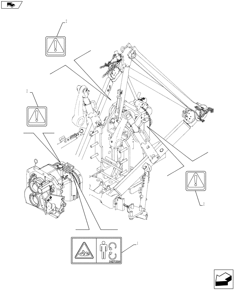 Схема запчастей Case IH FARMALL 85C - (90.108.AC[12]) - VAR - 334220, 334222, 334223, 334230, 334231, 334232, 334356 –WARNING DECAL, W/O CAB - ISO (90) - PLATFORM, CAB, BODYWORK AND DECALS