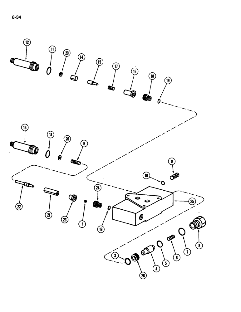 Схема запчастей Case IH 1620 - (8-34) - SINGLE/BI-DIRECTIONAL VALVE ASSEMBLY, REEL LIFT (07) - HYDRAULICS