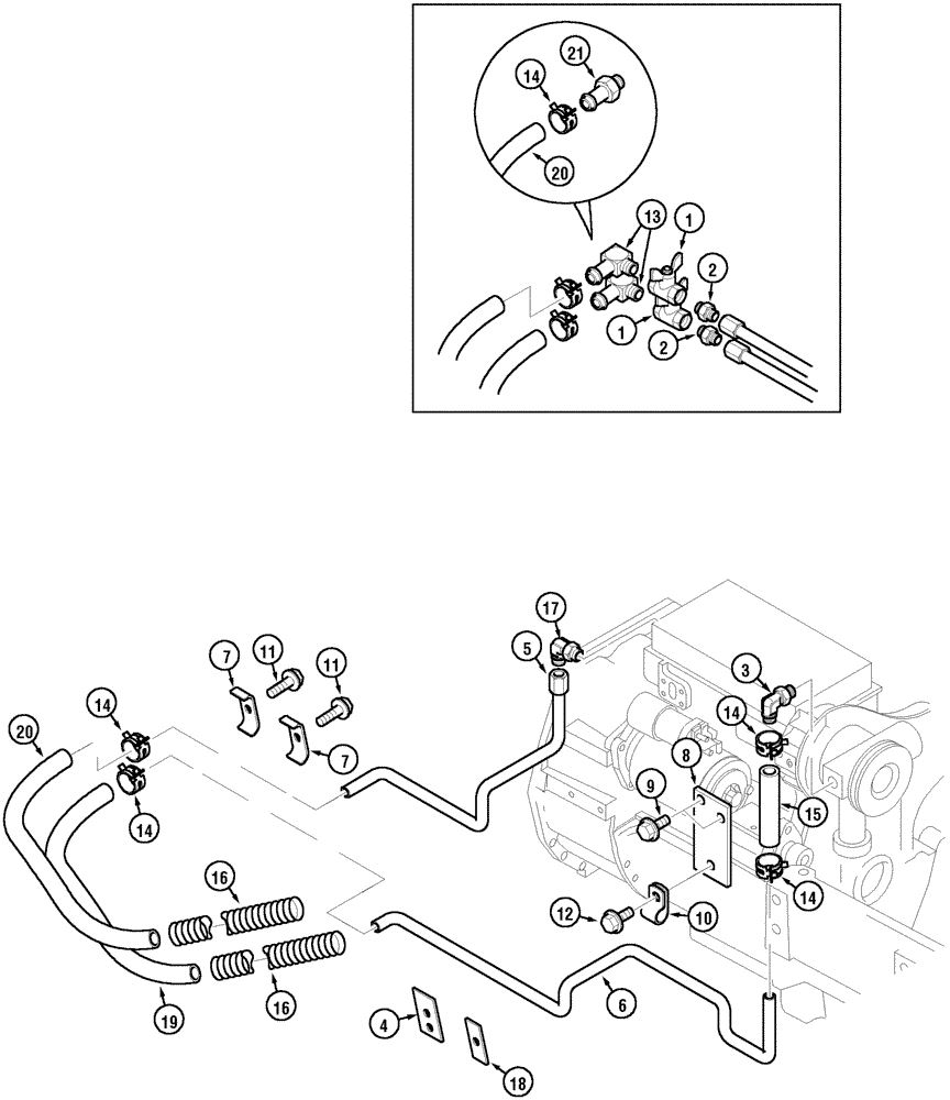 Схема запчастей Case IH CX60 - (02-06) - HEATER HOSES (02) - ENGINE