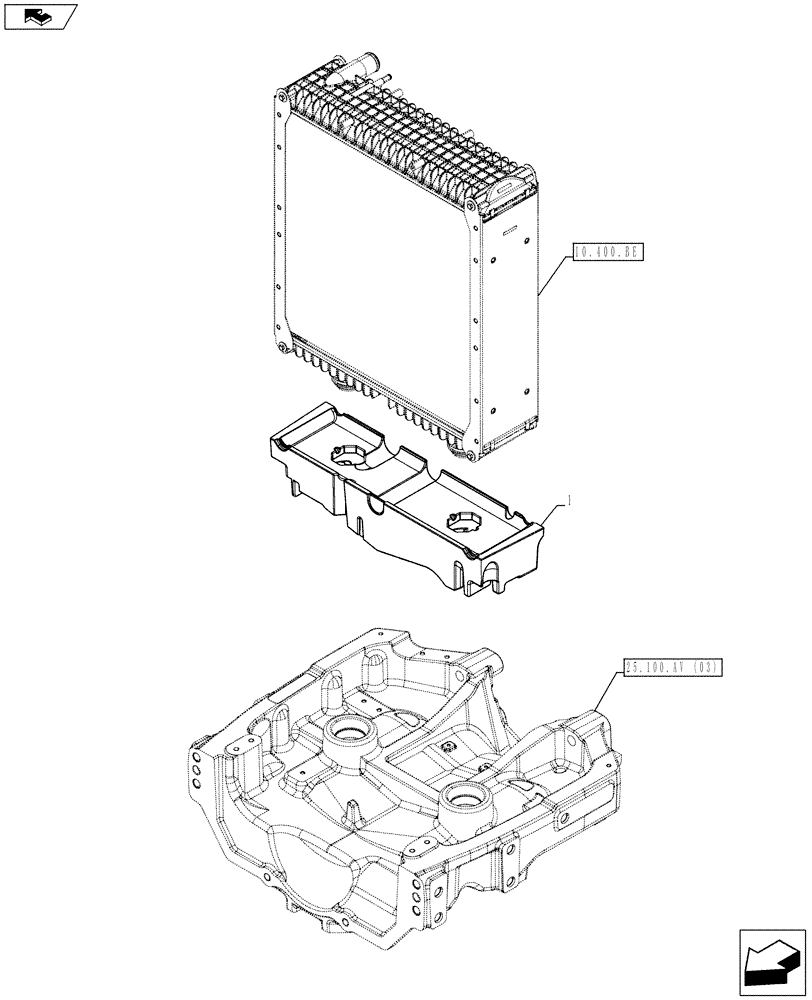 Схема запчастей Case IH FARMALL 85C - (10.400.BF[06]) - VAR - 332789, 334219 - RADIATOR, SUPPORT, LOWER (10) - ENGINE