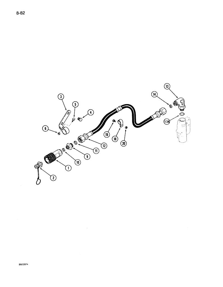 Схема запчастей Case IH 7140 - (8-082) - HYDRAULIC MOTOR OIL RETURN ATTACHMENT, PRIOR TO TRANSMISSION S/N AJB0018756 (08) - HYDRAULICS