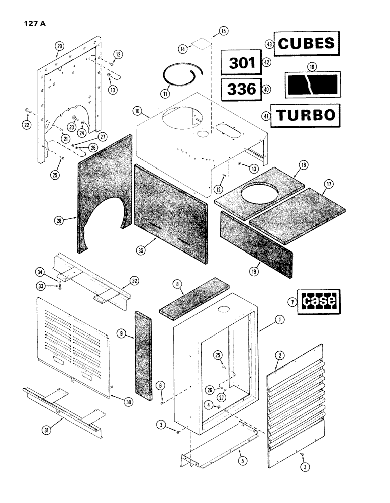 Схема запчастей Case IH 336BDT - (127A) - ENCLOSURE, COMPLETE, WITH INSULATION, F 