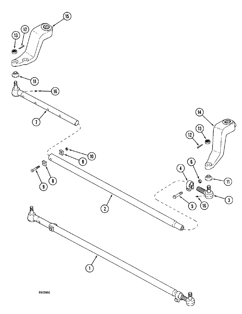 Схема запчастей Case IH 1644 - (5-18) - STEERING TIE ROD, ADJUSTABLE AXLE, WITHOUT POWER GUIDE AXLE (04) - STEERING