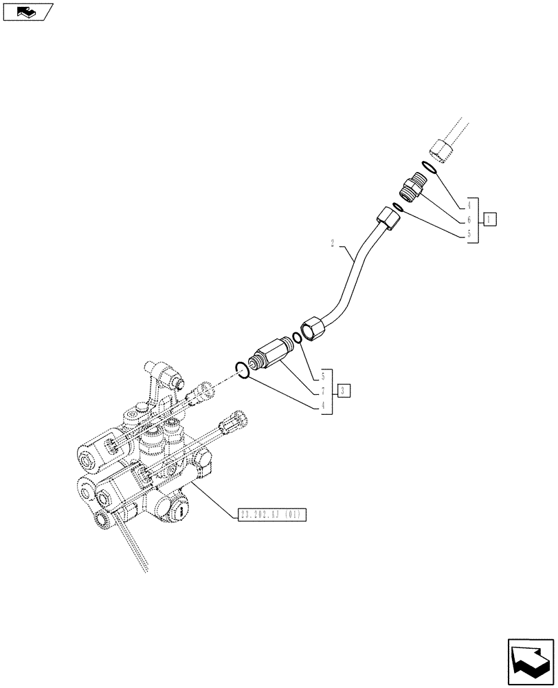 Схема запчастей Case IH FARMALL 95C - (27.106.AN[01]) - VAR - 335775 - DIFFERENTIAL LOCK, VALVE, PIPE - ISO (27) - REAR AXLE SYSTEM