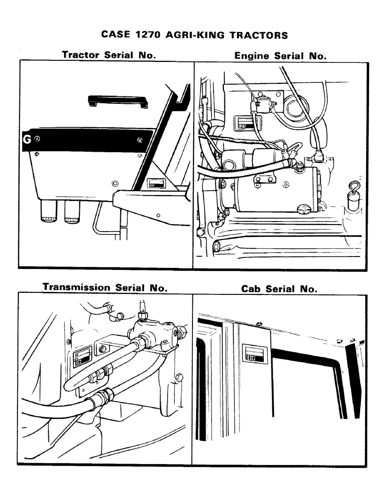 Схема запчастей Case IH 1270 - (002) - TRACTOR SERIAL NUMBER, ENGINE SERIAL NUMBER, TRANSMISSION SERIAL NUMBER, CAB SERIAL NUMBER (00) - PICTORIAL INDEX