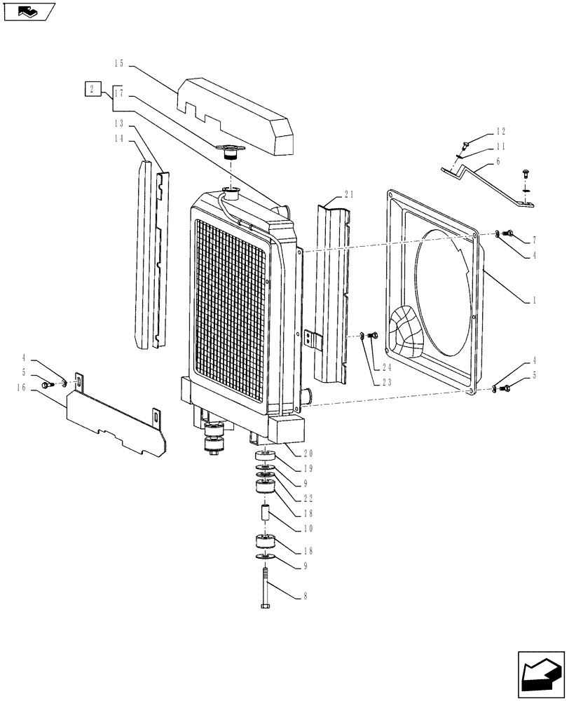 Схема запчастей Case IH FARMALL 45A - (10.406.01[01]) - RADIATOR ASSEMBLY (10) - ENGINE