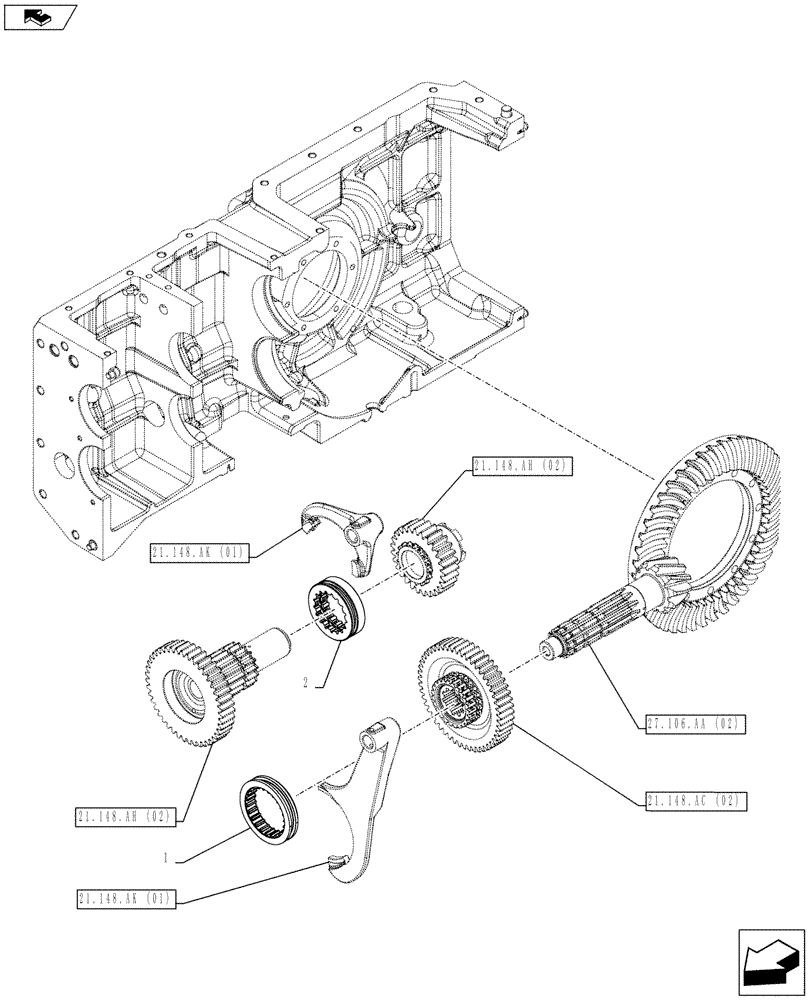 Схема запчастей Case IH FARMALL 95C - (21.148.AA[02]) - VAR - 743552, 743507 - SYNCHRONIZER, HEAVY DUTY (21) - TRANSMISSION