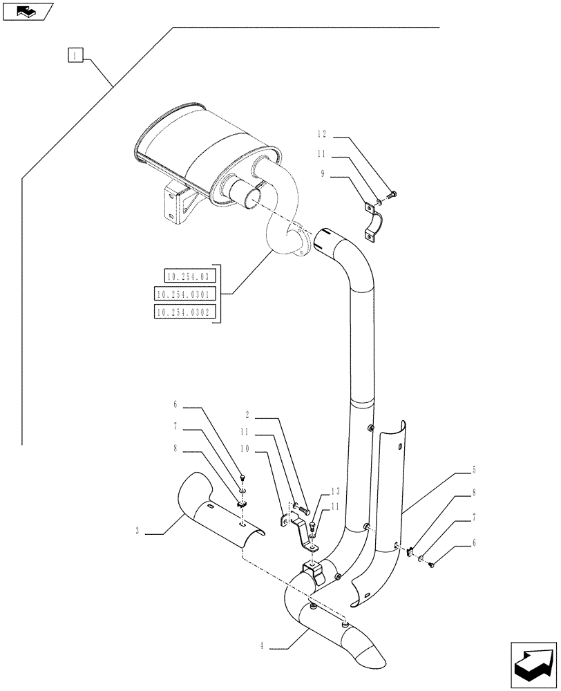 Схема запчастей Case IH FARMALL 65C - (88.010.01) - DIA KIT - EXHAUST HORZONTAL - GUARDS SHIELD (88) - ACCESSORIES