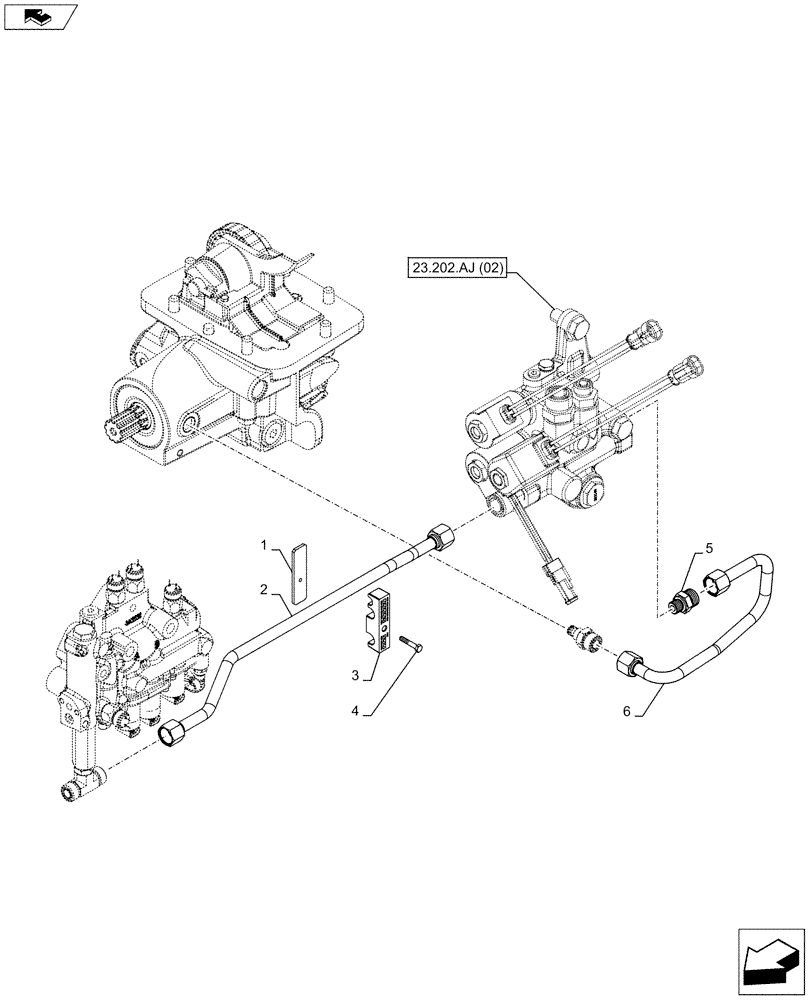 Схема запчастей Case IH FARMALL 95C - (23.202.AN[05]) - VAR - 744580 , 744581 - LUBRICATION LINE, 4WD - ISO (23) - FOUR WHEEL DRIVE SYSTEM