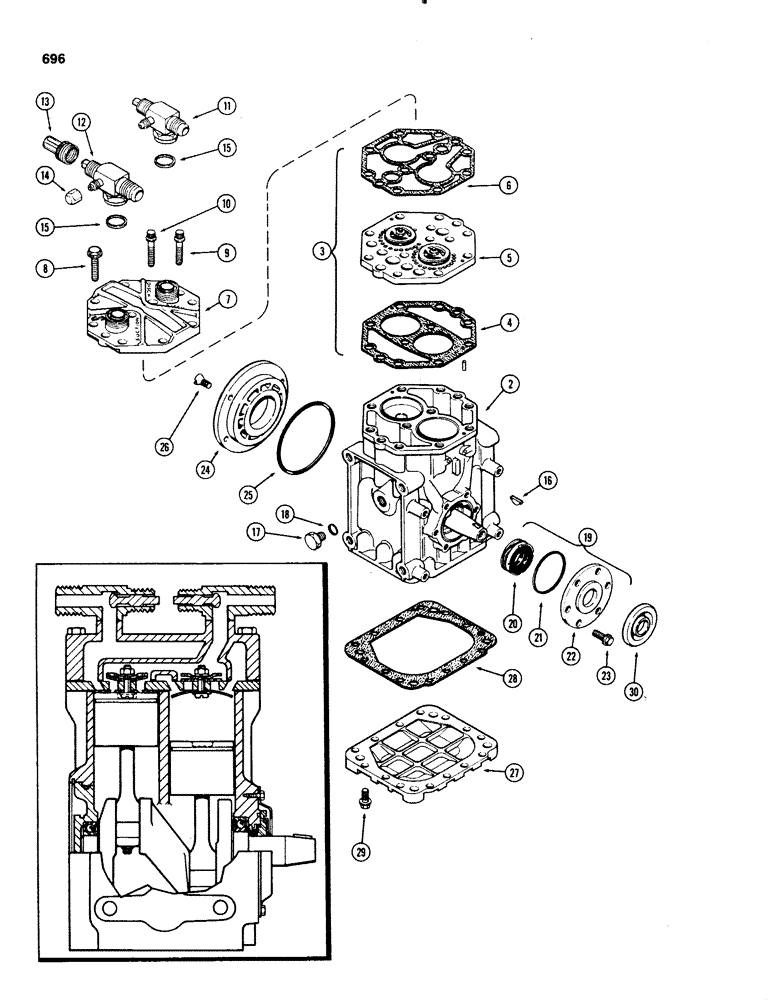 Схема запчастей Case IH 1070 - (0696) - YORK COMPRESSOR (09) - CHASSIS/ATTACHMENTS