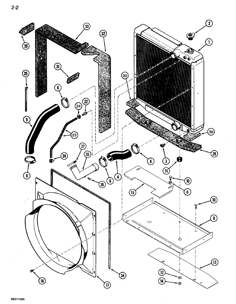 Схема запчастей Case IH 7120 - (2-02) - RADIATOR AND ATTACHING PARTS (02) - ENGINE