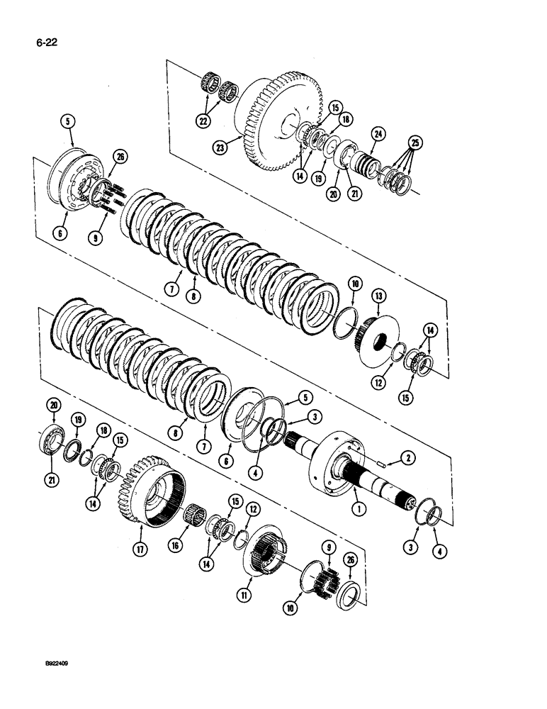 Схема запчастей Case IH 9240 - (6-022) - TRANSMISSION, 8 INCH CLUTCH PACK (06) - POWER TRAIN