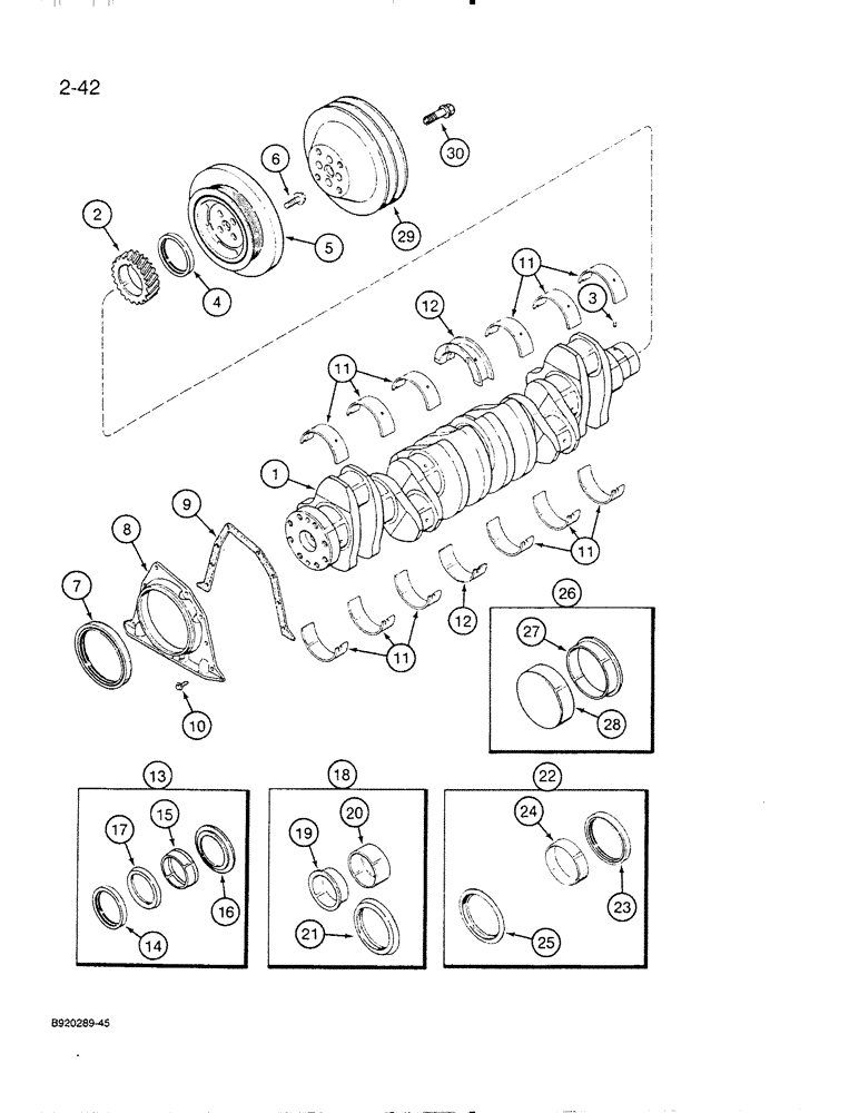 Схема запчастей Case IH 6830TA - (2-42) - CRANKSHAFT, 6T-830 ENGINE, 6TA-830 ENGINE 