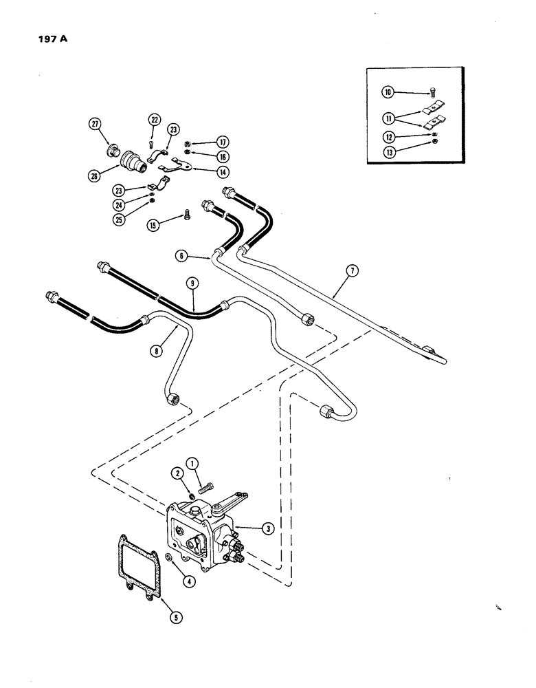 Схема запчастей Case IH 1270 - (197A) - HYDRAULICS, LEFT HAND VARIABLE REMOTE HOSES AND COUPLINGS, FIRST USED TRANSMISSION S/N 2403837 (08) - HYDRAULICS