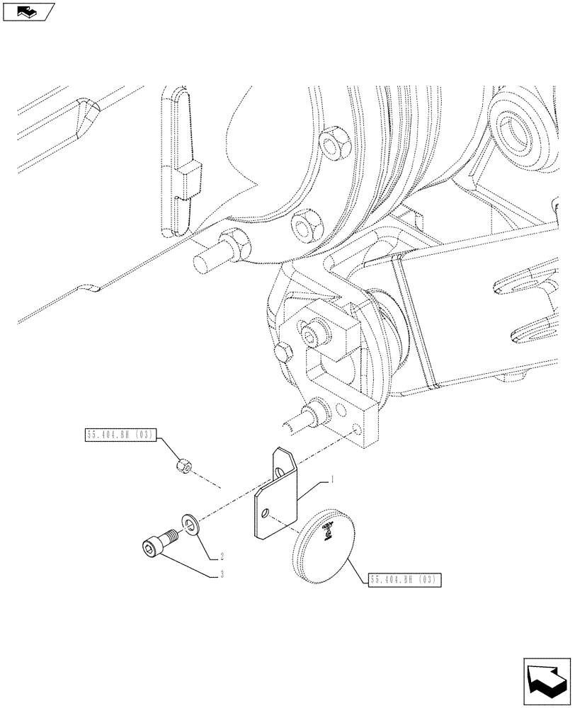 Схема запчастей Case IH FARMALL 85C - (55.404.BH[04]) - VAR - 743581 - REFLECTOR, SUPPORT, W/O CAB - ISO (55) - ELECTRICAL SYSTEMS