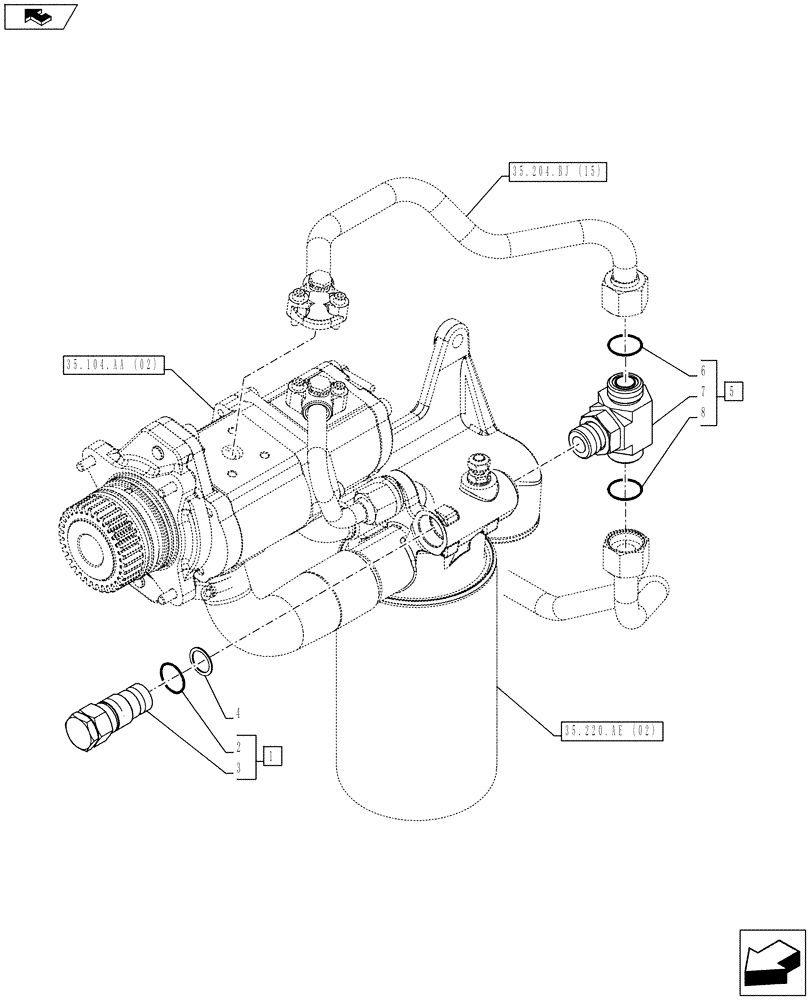 Схема запчастей Case IH FARMALL 85C - (35.204.AY[02]) - VAR - 390832, 743597 - PRESSURE RELIEF VALVE (HI-LO) (35) - HYDRAULIC SYSTEMS