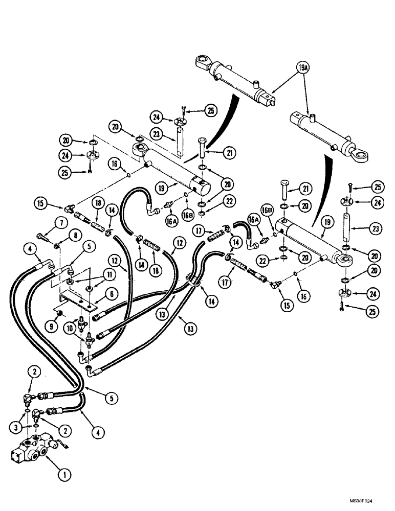 Схема запчастей Case IH 9350 - (5-22) - STEERING SYS. HYD., ROW CROP SPECIAL TRACTORS, STEERING SELECTOR VALVE TO FRONT STEERING CYLINDERS (05) - STEERING