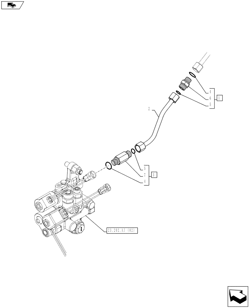 Схема запчастей Case IH FARMALL 105C - (27.106.AN[02]) - VAR - 744782 - DIFFERENTIAL LOCK, VALVE, PIPE - NA (27) - REAR AXLE SYSTEM