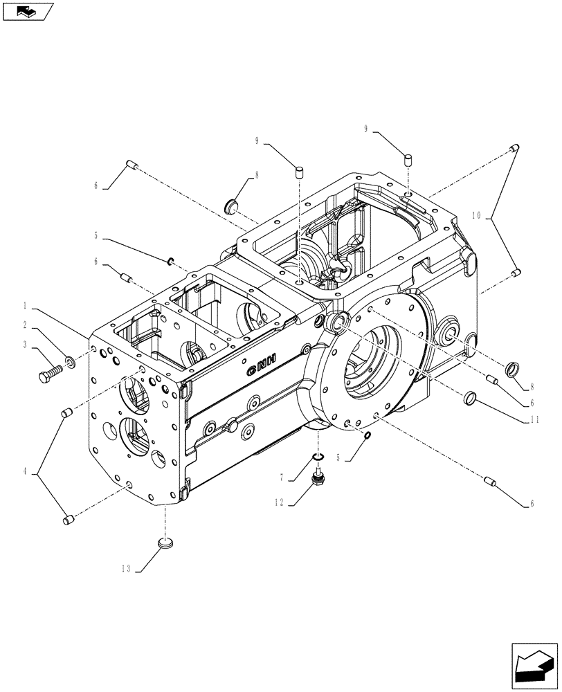 Схема запчастей Case IH FARMALL 85C - (21.118.AF[04]) - VAR - 744761 - TRANSMISSION HOUSING (21) - TRANSMISSION