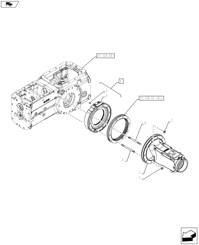 Схема запчастей Case IH FARMALL 85C - (27.120.AI[01]) - VAR - 390411 - FINAL DRIVE HOUSING (27) - REAR AXLE SYSTEM