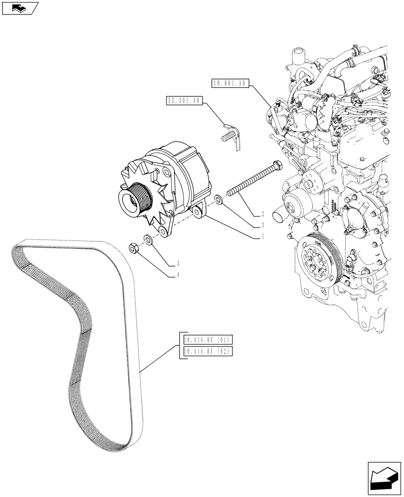 Схема запчастей Case IH FARMALL 105C - (55.301.AA) - VAR - 391013 - ALTERNATOR (55) - ELECTRICAL SYSTEMS