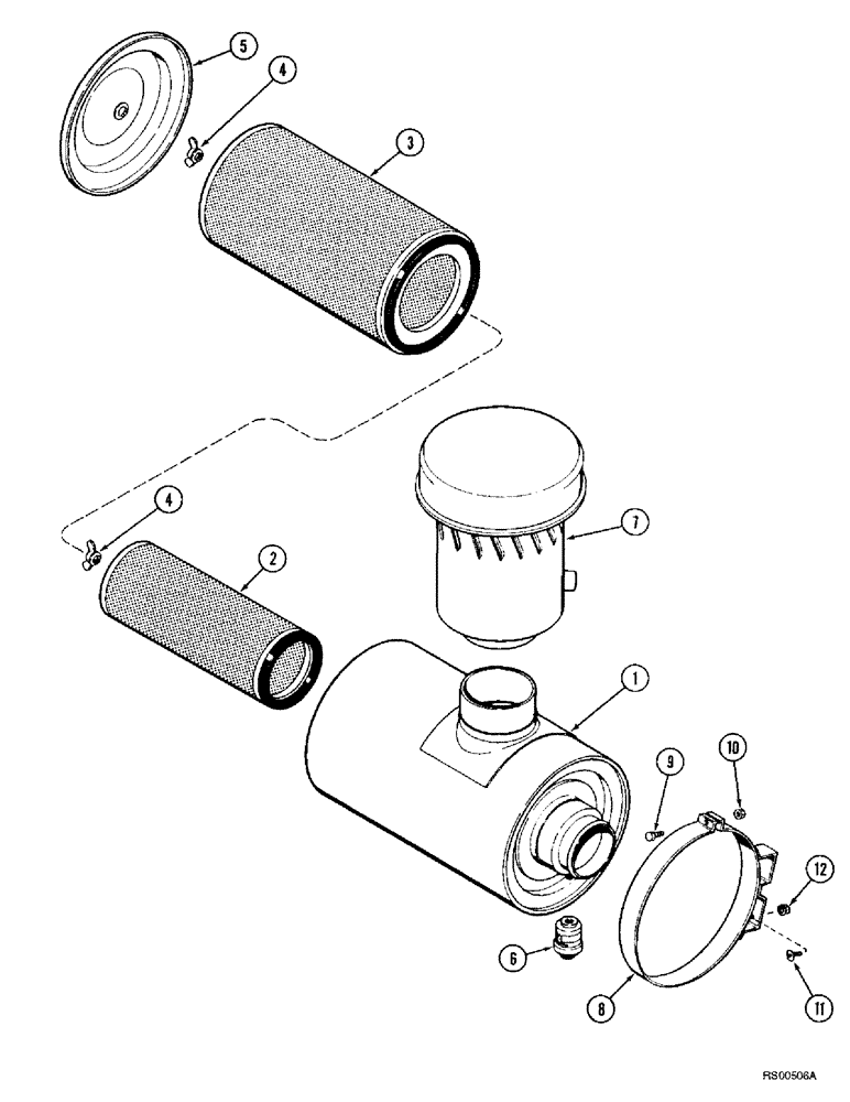 Схема запчастей Case IH 1680 - (2-16) - AIR CLEANER SYSTEM, DTI-466C DIESEL ENGINE, WITH 1541611C1 AIR CLEANER ASSEMBLY (01) - ENGINE