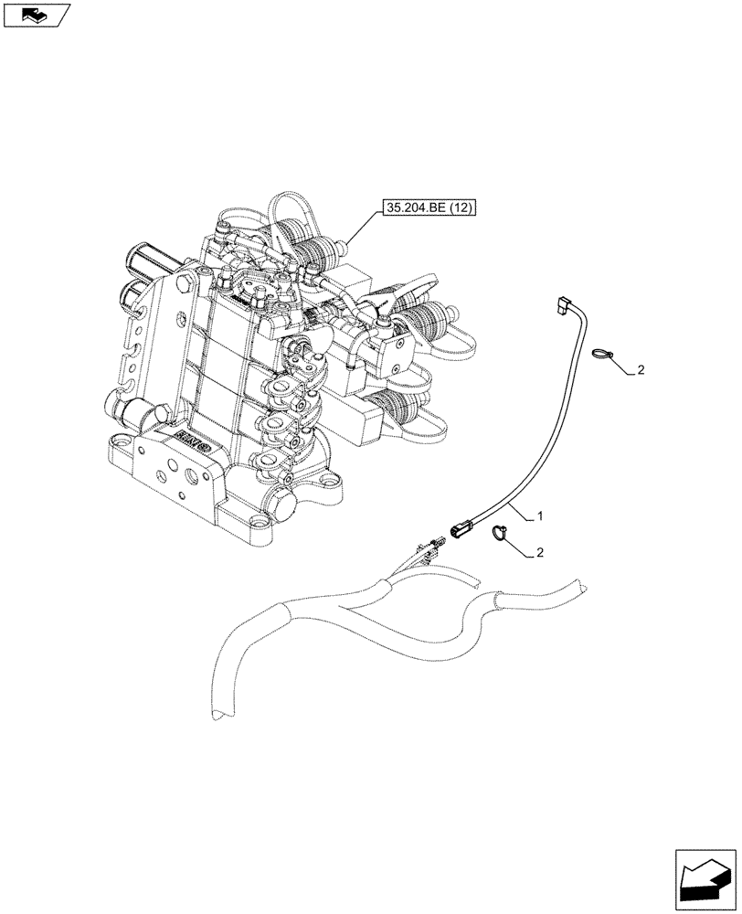 Схема запчастей Case IH FARMALL 115C - (55.620.AA[02]) - VAR - 743570 – REMOTE CONTROL VALVE, WIRE HARNESS - ISO (55) - ELECTRICAL SYSTEMS