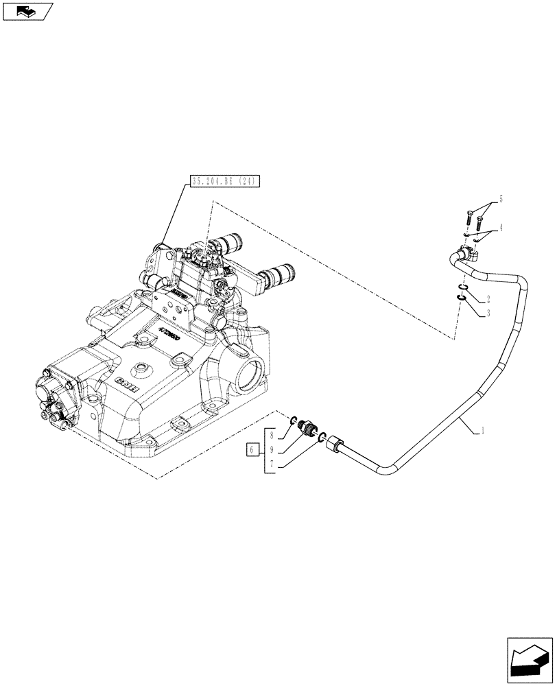 Схема запчастей Case IH FARMALL 115C - (35.204.BJ[13]) - VAR - 743568 – REMOTE CONTROL VALVE, PIPE - NA (35) - HYDRAULIC SYSTEMS