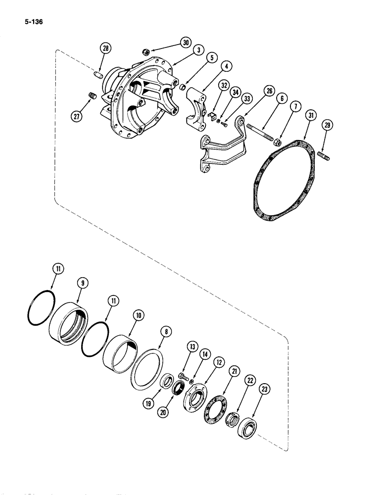 Схема запчастей Case IH 2094 - (5-136) - FRONT AXLE DIFFERENTIAL, MFD TRACTORS, CARRARO AXLE (05) - STEERING