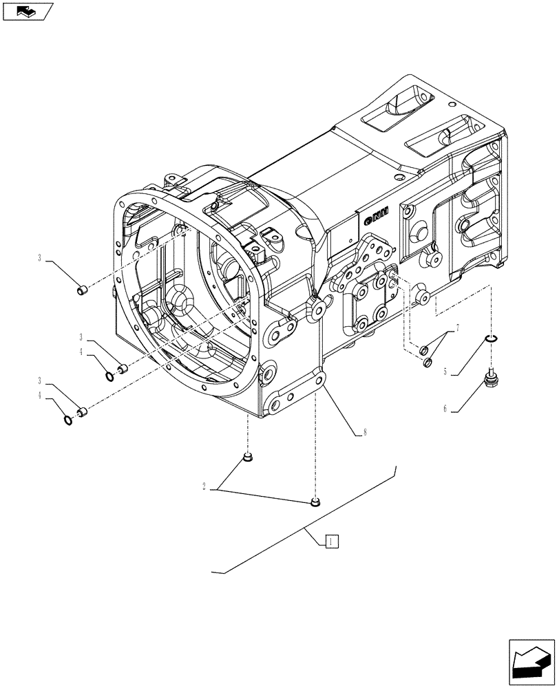 Схема запчастей Case IH FARMALL 95C - (21.112.AC[05]) - VAR - 744763 - TRANSMISSION HOUSING (12X12, 20X20) (21) - TRANSMISSION