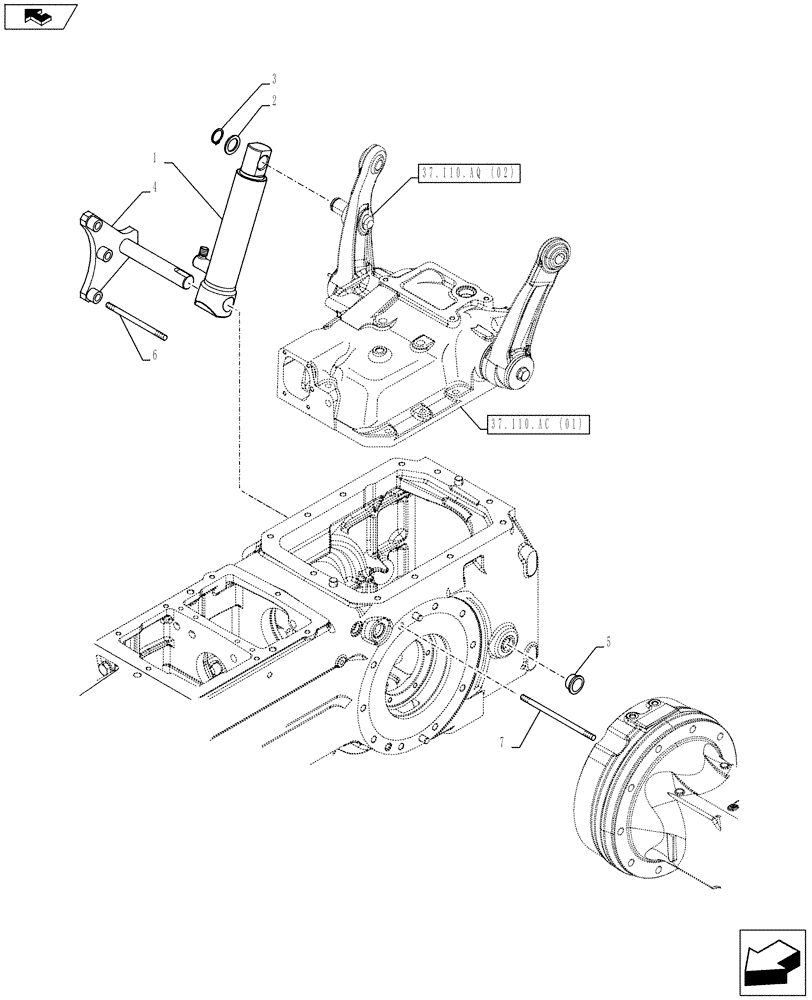 Схема запчастей Case IH FARMALL 115C - (35.116.AH[01]) - VAR - 332785 - HYDRAULIC LIFT, LIFT CYLINDER (35) - HYDRAULIC SYSTEMS