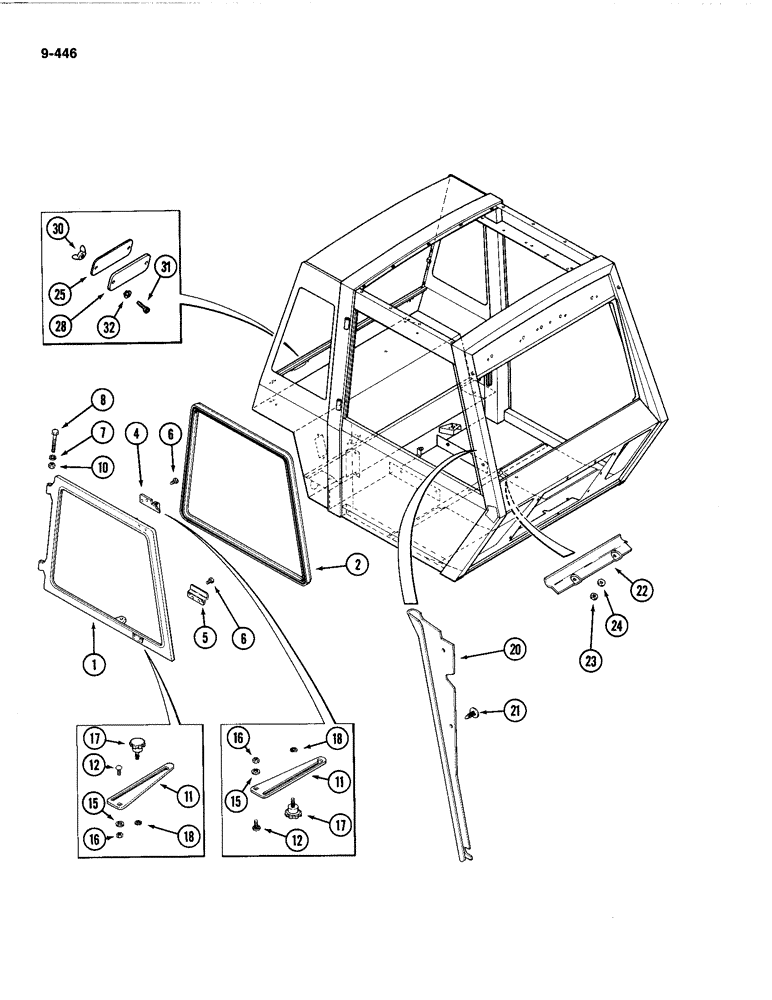 Схема запчастей Case IH 4494 - (9-446) - CAB, SIDE WINDOW AND COVERS (09) - CHASSIS/ATTACHMENTS