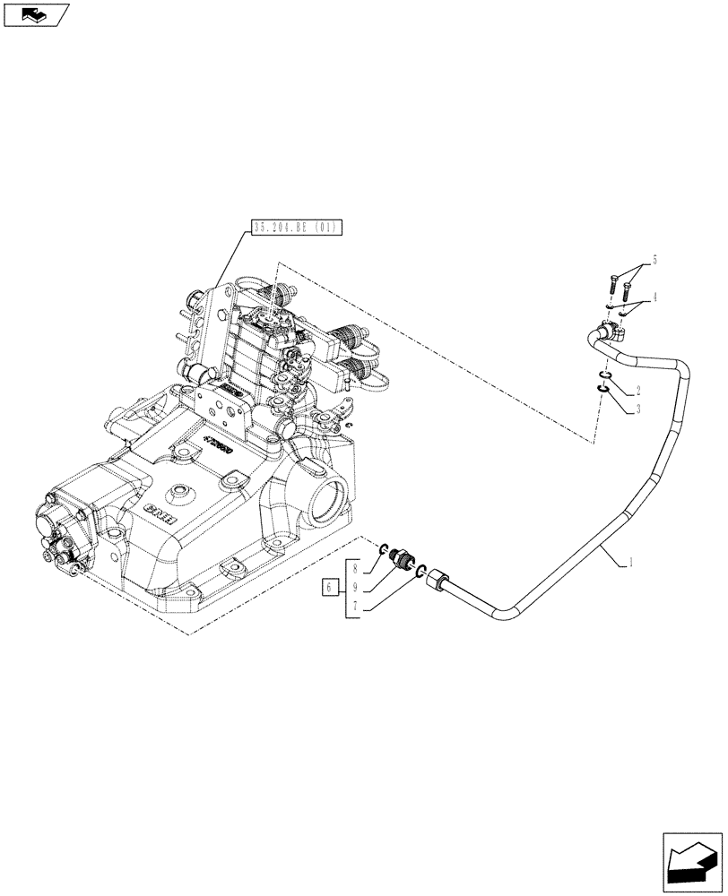 Схема запчастей Case IH FARMALL 95C - (35.204.BJ[01]) - VAR - 743569 – REMOTE CONTROL VALVE, PIPE - ISO (35) - HYDRAULIC SYSTEMS