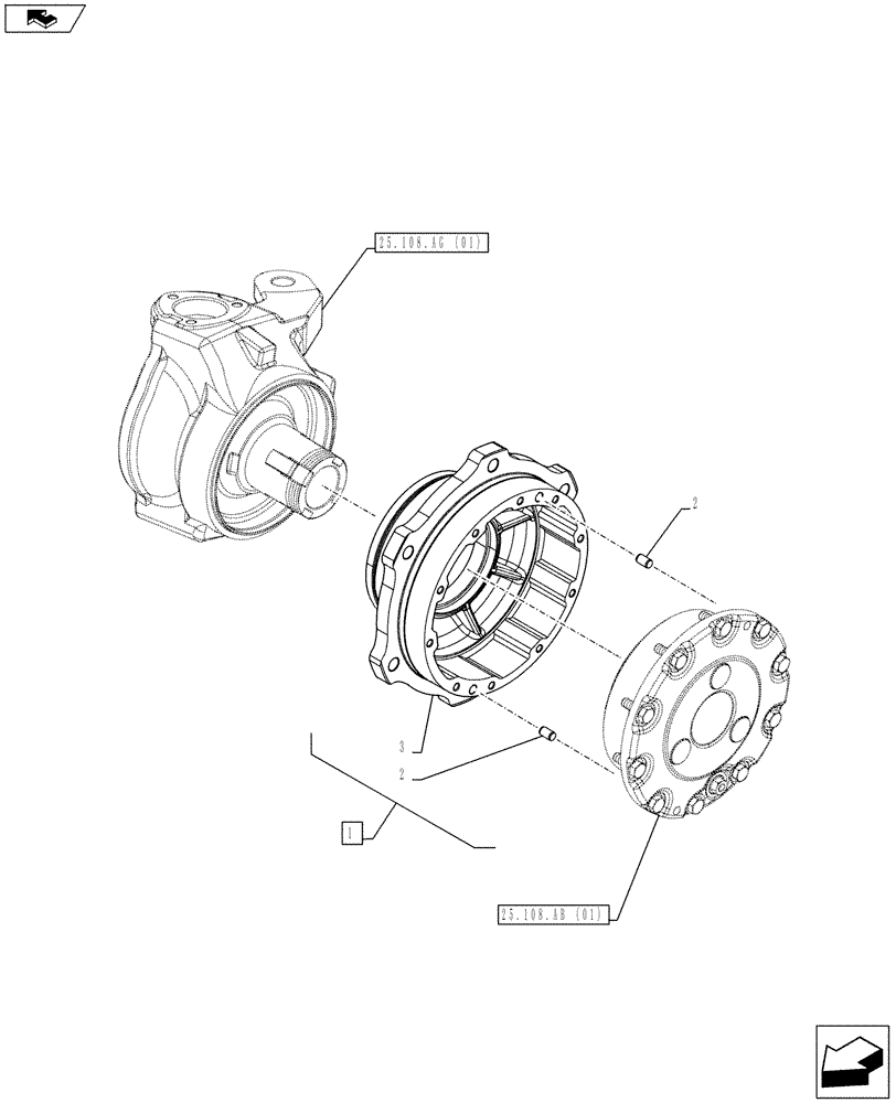 Схема запчастей Case IH FARMALL 95C - (25.108.AN[01]) - VAR - 744580, 744782 - 4WD FRONT AXLE, HUB (25) - FRONT AXLE SYSTEM