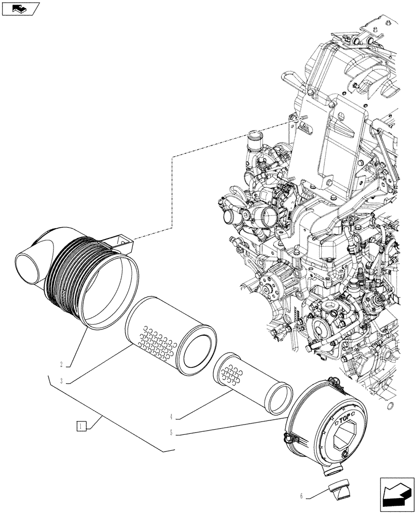 Схема запчастей Case IH FARMALL 105C - (10.202.AB[01]) - VAR - 390200 -AIR CLEANER (10) - ENGINE