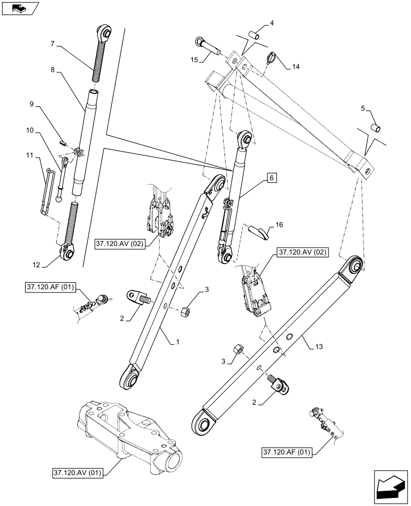 Схема запчастей Case IH FARMALL 95C - (37.110.AE[01]) - VAR - 392953 - LIFT ARM (37) - HITCHES, DRAWBARS & IMPLEMENT COUPLINGS