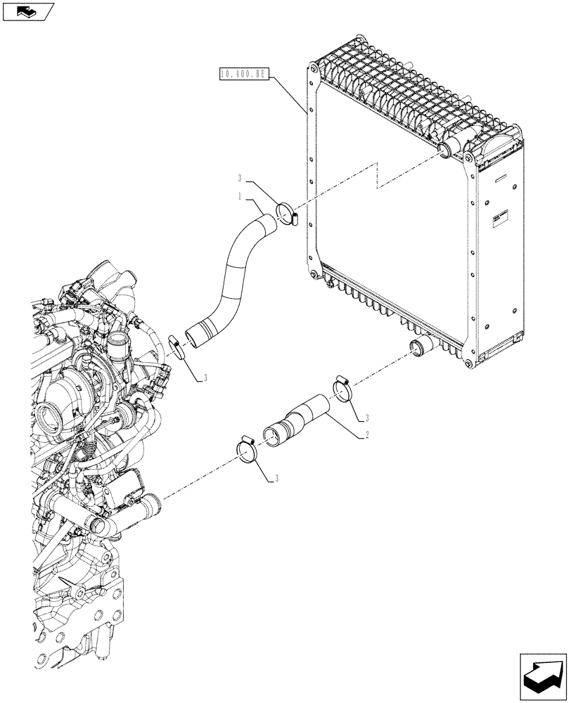 Схема запчастей Case IH FARMALL 85C - (10.400.AP) - VAR - 391013 - RADIATOR HOSE (10) - ENGINE