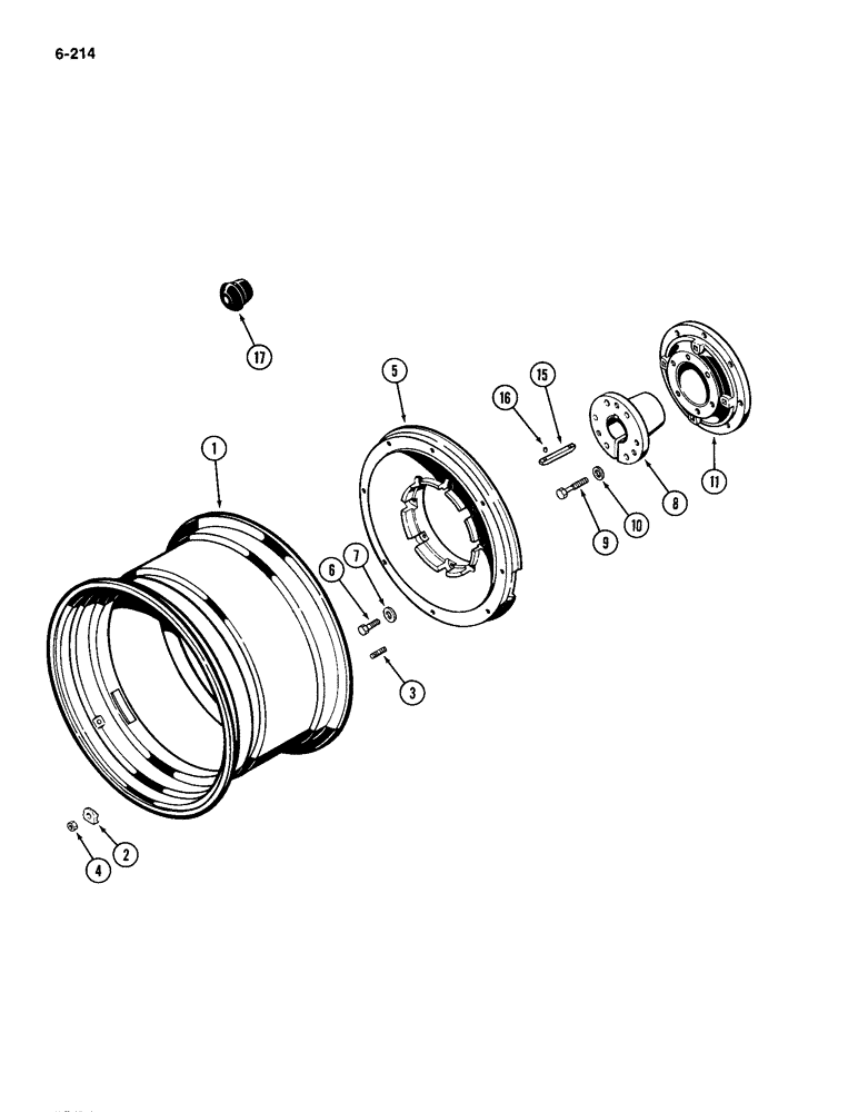 Схема запчастей Case IH 2094 - (6-214) - REAR WHEELS, WITH 34 INCH (864 MM) RIMS (06) - POWER TRAIN