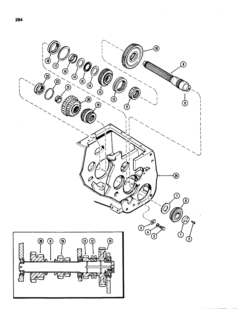 Схема запчастей Case IH 1070 - (0294) - SLIDING GEAR SHAFT, MECHANICAL SHIFT (06) - POWER TRAIN