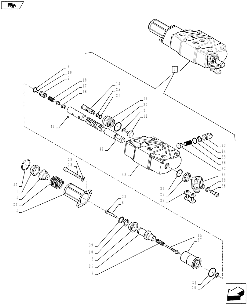 Схема запчастей Case IH FARMALL 105C - (35.204.BE[02]) - REMOTE CONTROL VALVE, DISTRIBUTOR, COMPONENTS (35) - HYDRAULIC SYSTEMS