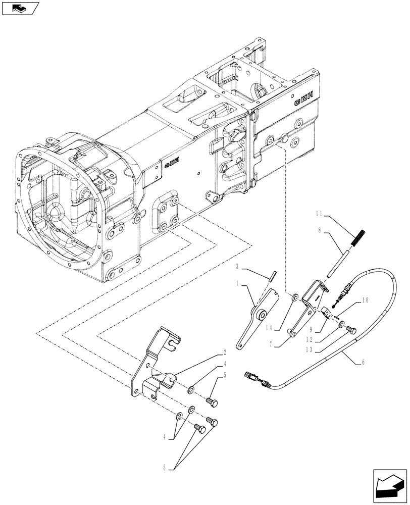 Схема запчастей Case IH FARMALL 95C - (21.162.AB[02]) - VAR - 744761 - REVERSER, MECHANICAL, SUPPORT, CABLE (21) - TRANSMISSION