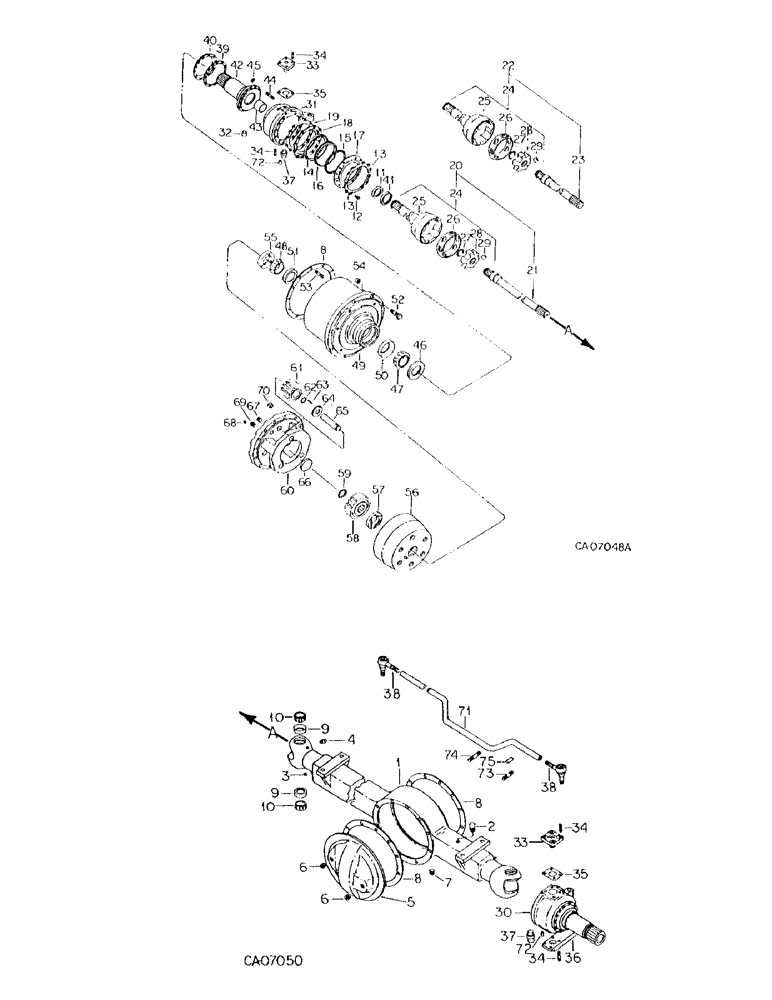 Схема запчастей Case IH 3488 - (07-38) - DRIVE TRAIN, PLANETARY STEERING AXLE, TRACTORS WITH ALL WHEEL DRIVE, WITH ONE PIECE DRIVE SHAFT (04) - Drive Train