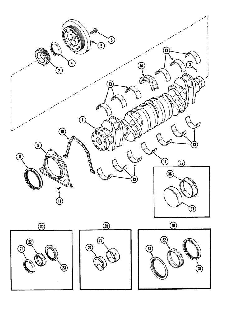 Схема запчастей Case IH 9110 - (04-28) - CRANKSHAFT, 6T-830 ENGINE (04) - Drive Train