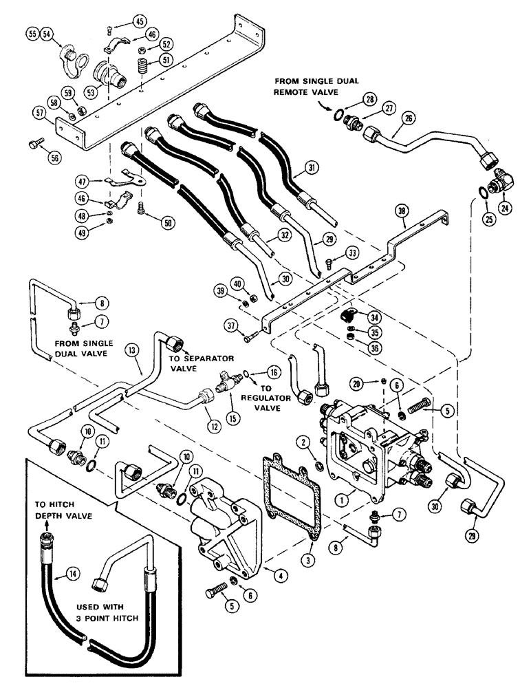 Схема запчастей Case IH 2470 - (200) - TWIN DUAL REMOTE HYDRAULICS CIRCUITRY (08) - HYDRAULICS